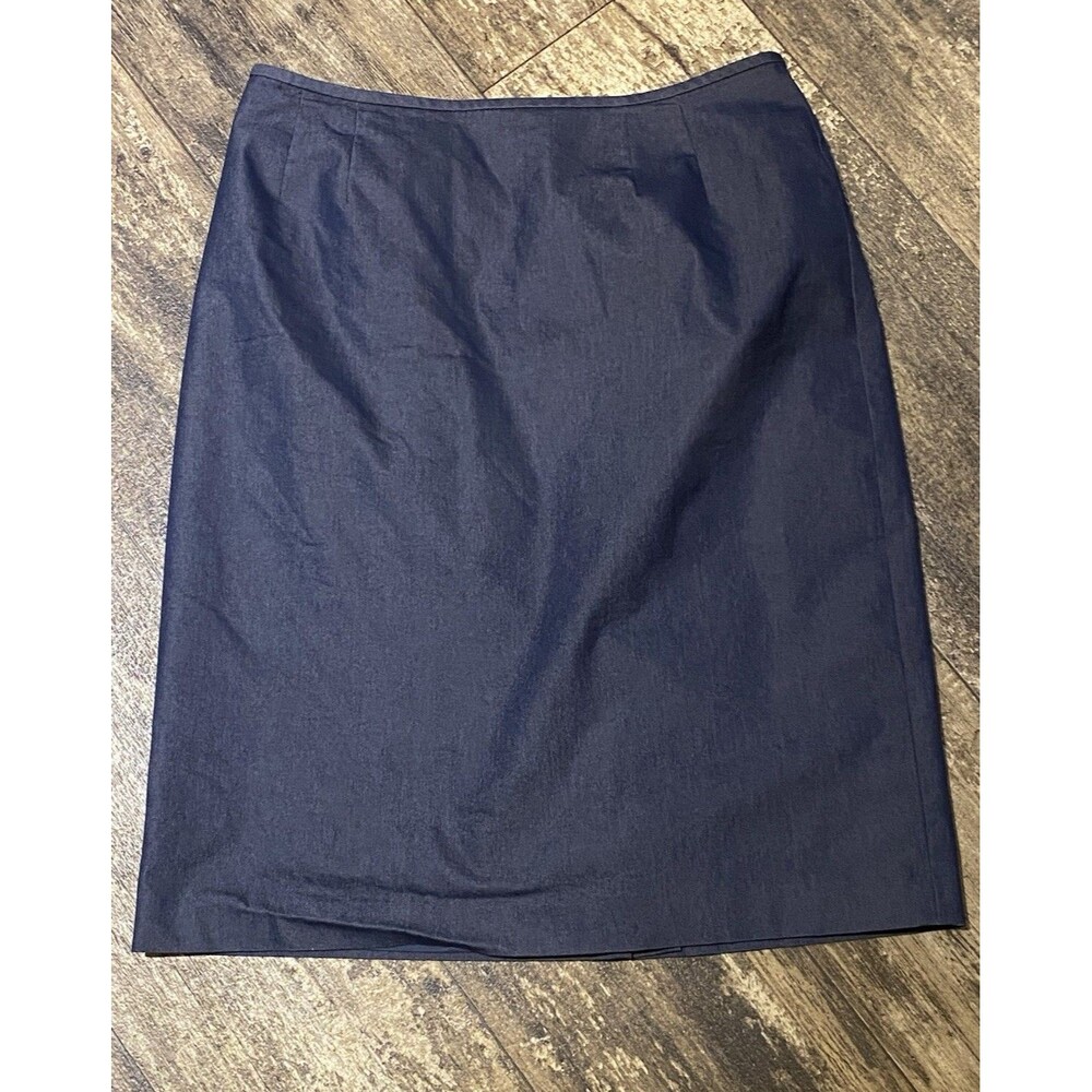 Kasper Lined blue Pencil Skirt size 14 zips in back slit in back
